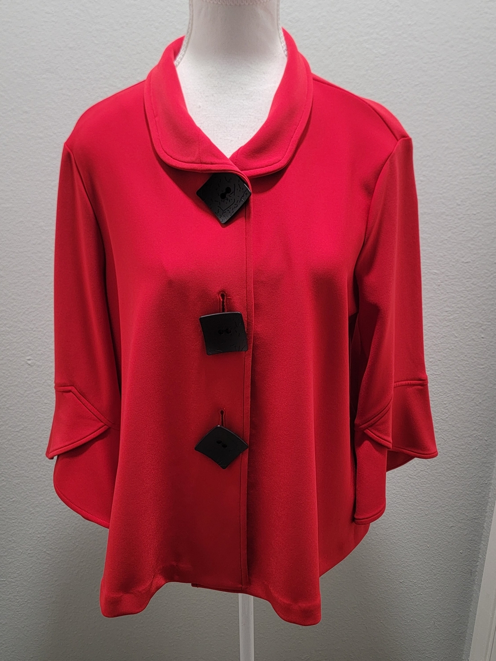 Joseph Ribkoff Vibrant Red Button-Front Shawl-Collar Tunic
